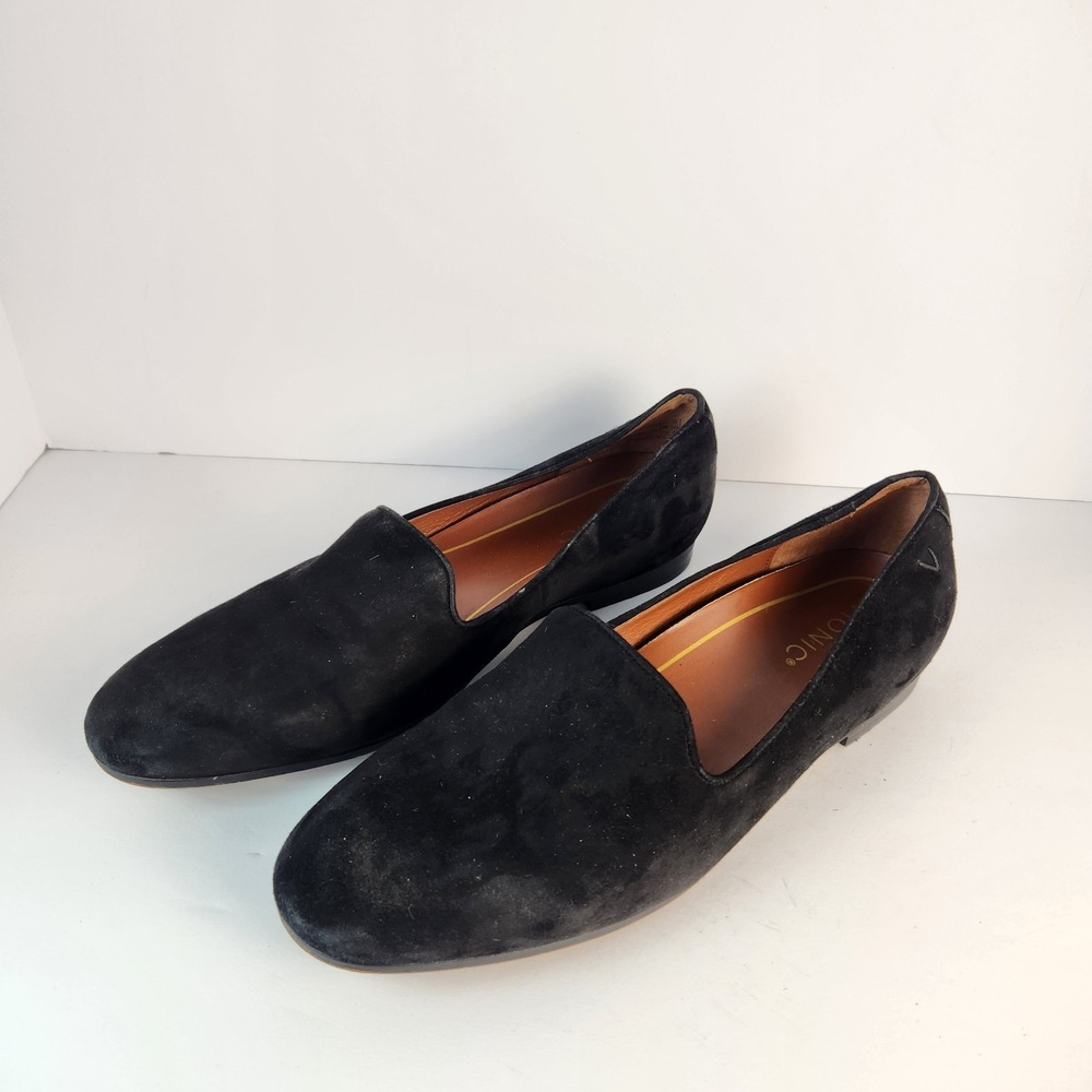 Vionic Women's Black Suede Preppy Minimalist Slip-On Dressy Shoes Size 9.5